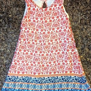 Red and white floral dress